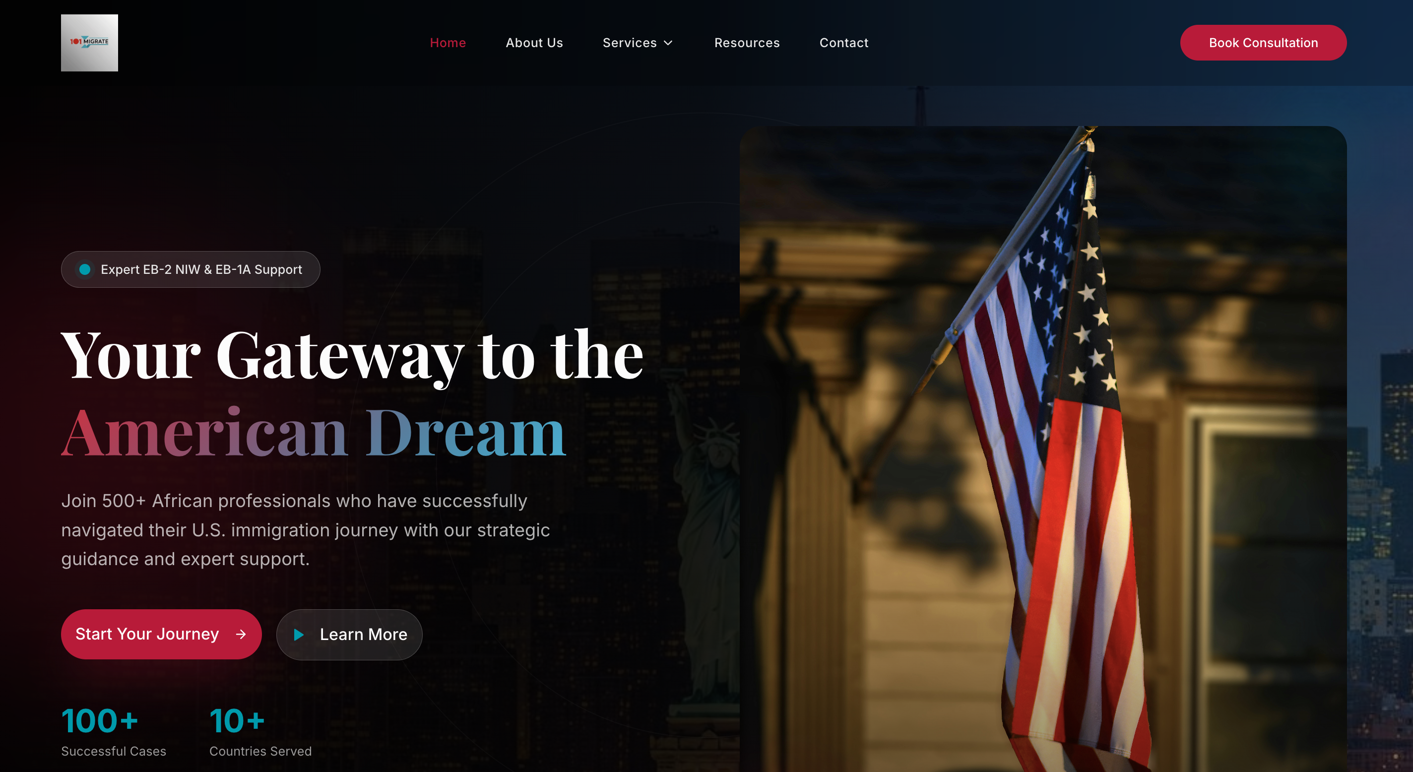 101Migrate Immigration Consulting Website
